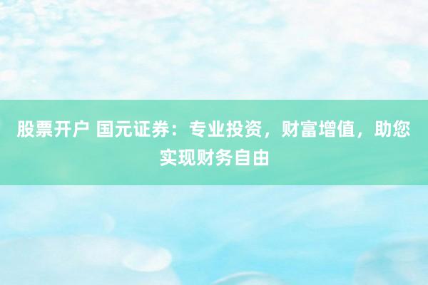 股票开户 国元证券：专业投资，财富增值，助您实现财务自由