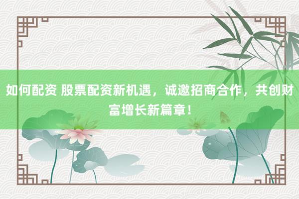如何配资 股票配资新机遇，诚邀招商合作，共创财富增长新篇章！