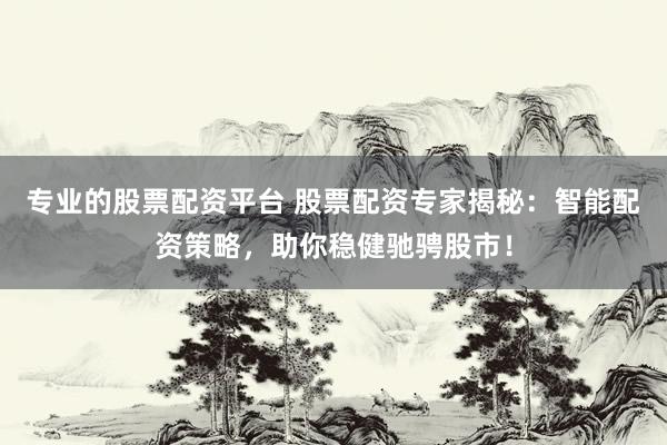 专业的股票配资平台 股票配资专家揭秘：智能配资策略，助你稳健驰骋股市！
