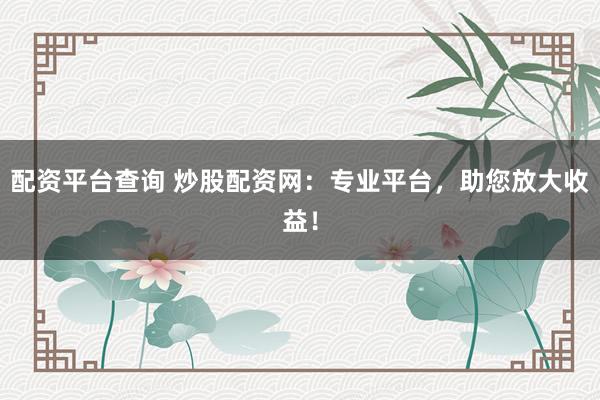 配资平台查询 炒股配资网：专业平台，助您放大收益！
