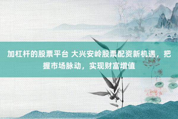 加杠杆的股票平台 大兴安岭股票配资新机遇，把握市场脉动，实现财富增值