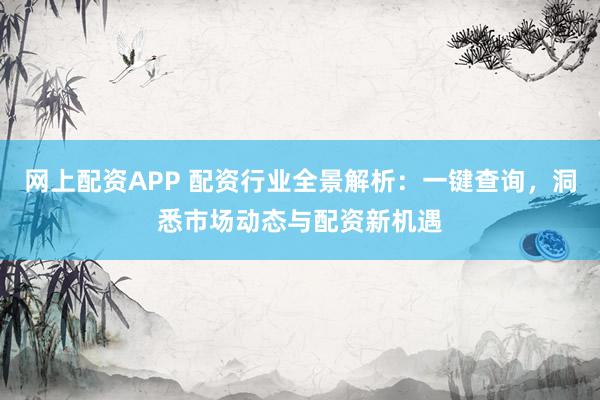 网上配资APP 配资行业全景解析：一键查询，洞悉市场动态与配资新机遇