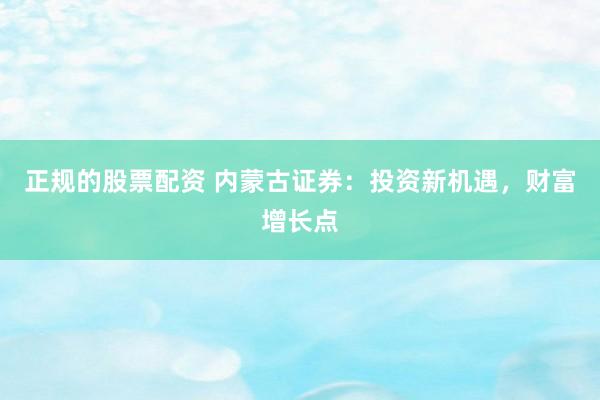 正规的股票配资 内蒙古证券：投资新机遇，财富增长点