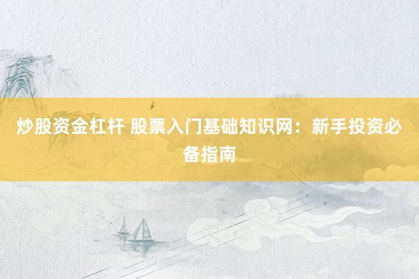 炒股资金杠杆 股票入门基础知识网：新手投资必备指南