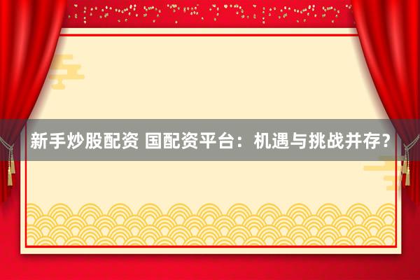 新手炒股配资 国配资平台:机遇与挑战并存?