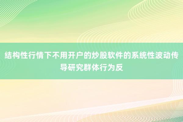 结构性行情下不用开户的炒股软件的系统性波动传导研究群体行为反