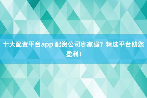 十大配资平台app 配资公司哪家强?精选平台助您盈利!