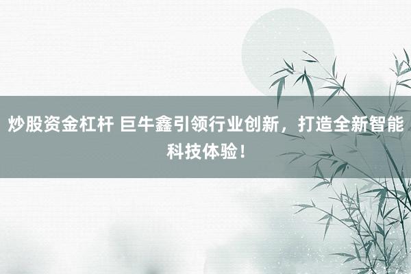 炒股资金杠杆 巨牛鑫引领行业创新，打造全新智能科技体验！