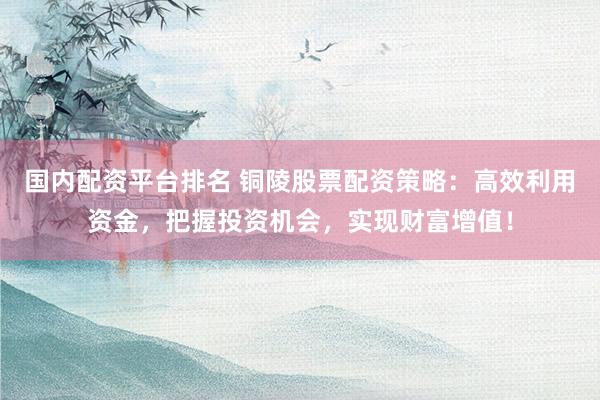 国内配资平台排名 铜陵股票配资策略：高效利用资金，把握投资机会，实现财富增值！